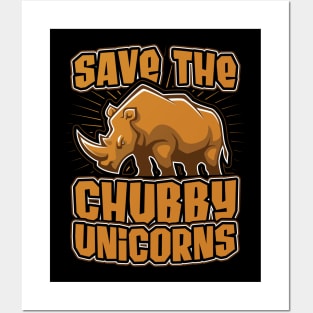 Save the Cubby Unicorns Funny Rhino Gift Posters and Art